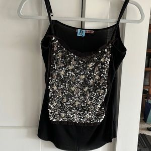 Velvet black cami with festive sparkles on the front